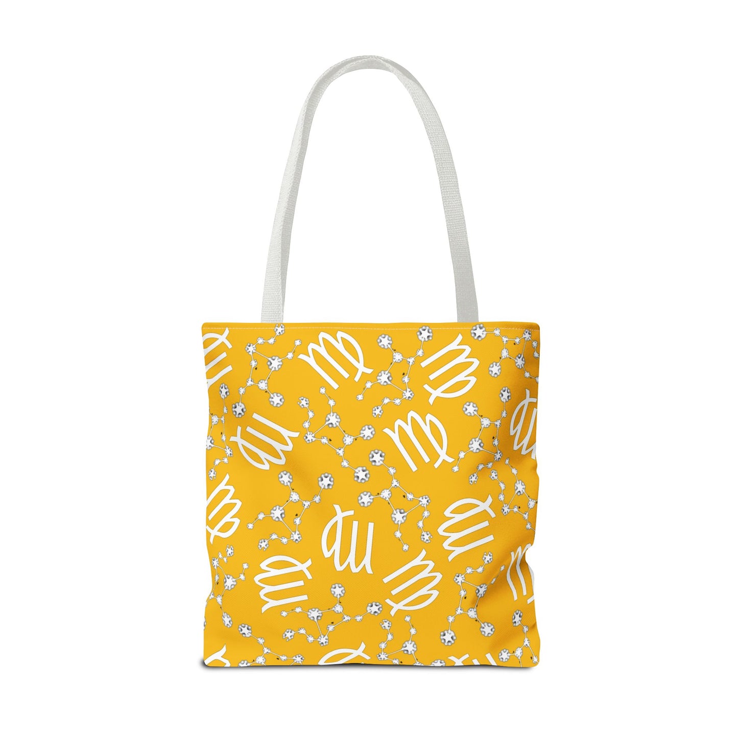 Tote Bag, Virgo Zodiac Sign, AOP, (Yellow White)