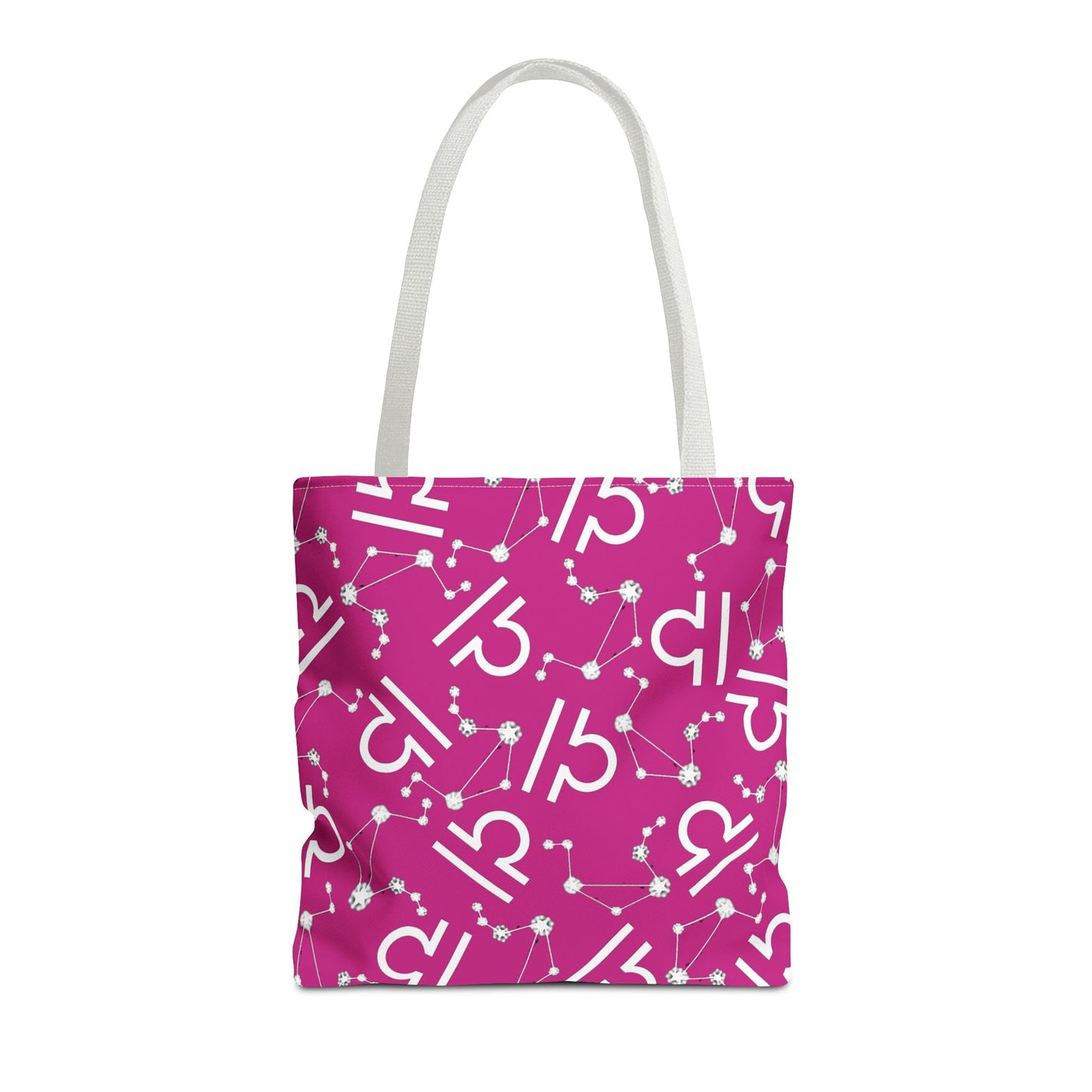 Tote Bag, Libra Zodiac Sign, AOP, (Pink, White)