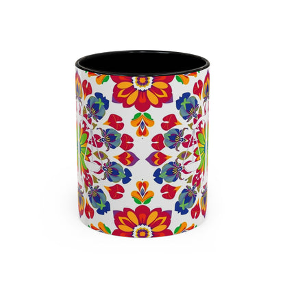Accent Coffee Mug, Libra, Zodiac v1, Flower Pattern, (11, 15oz)