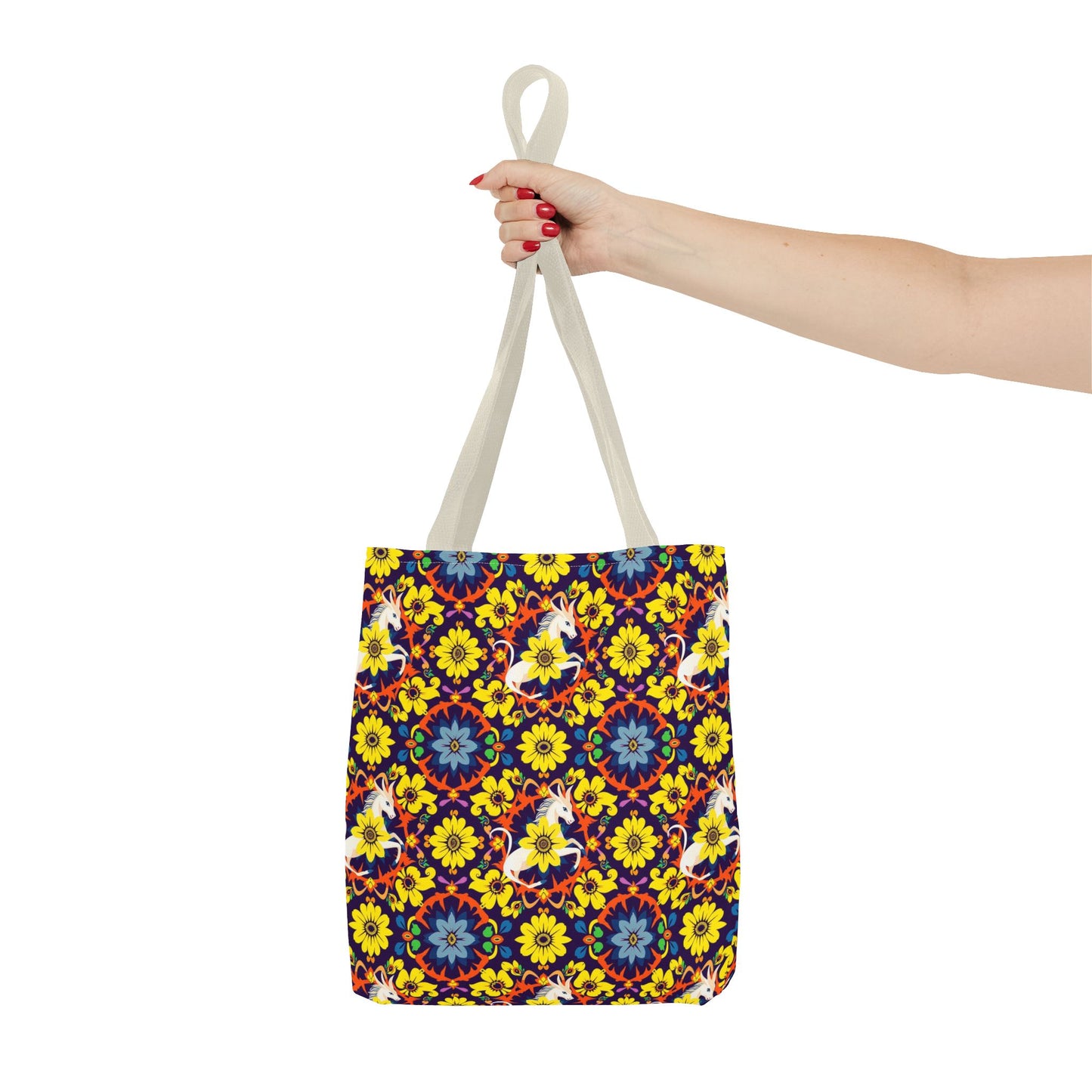 Tote Bag (AOP), Aquarius, Zodiac v1, Flower Pattern