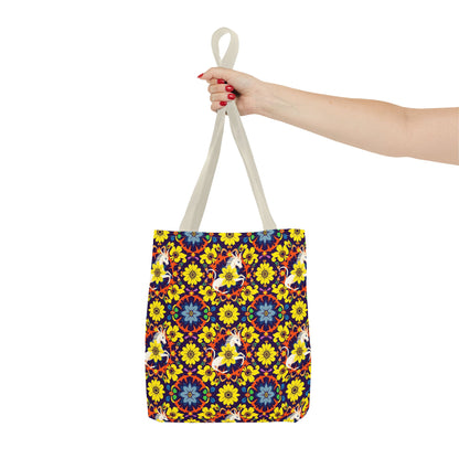 Tote Bag (AOP), Aquarius, Zodiac v1, Flower Pattern