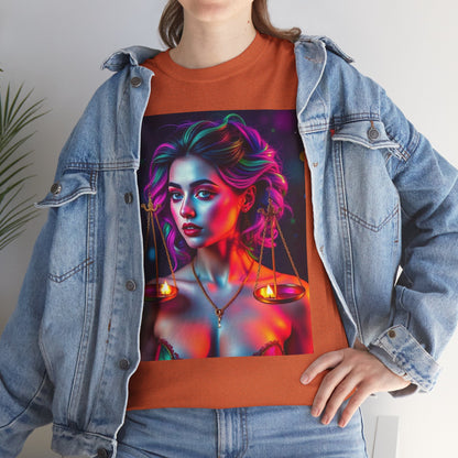 Unisex Heavy Cotton T-Shirt, Libra, Zodiac v3, Sexy Art