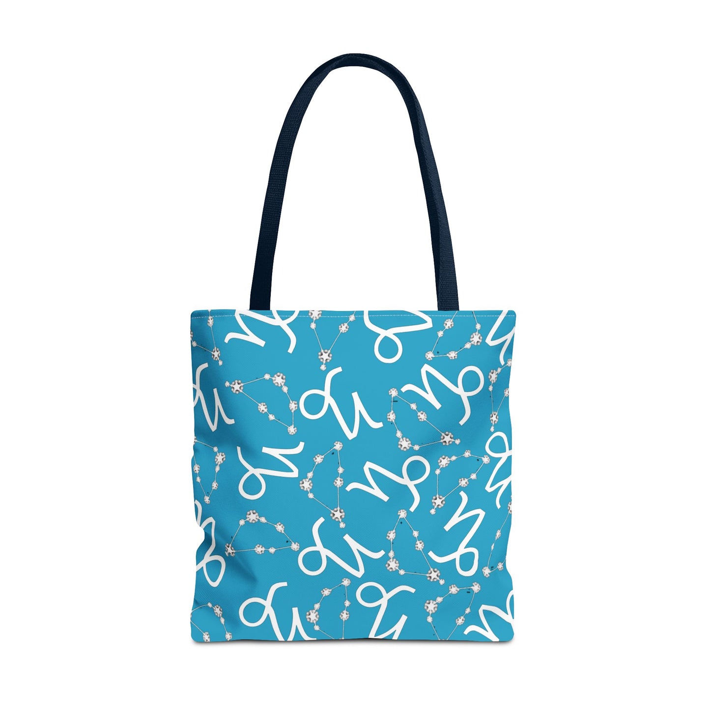 Tote Bag, Capricorn Zodiac Sign, AOP, (Turquoise, White)