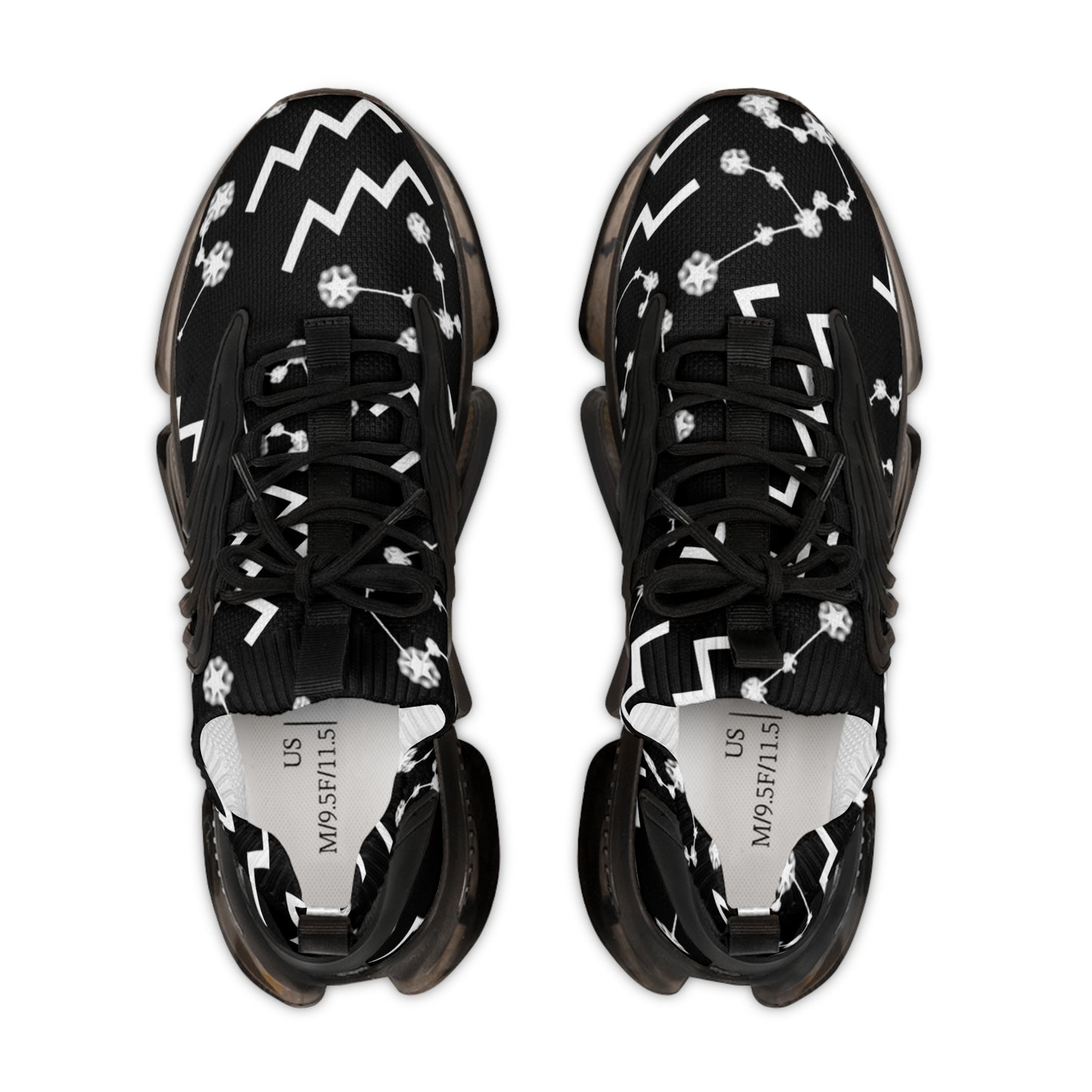 Men's Mesh Sneakers, Aquarius Zodiac Sign, AOP, Black