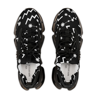 Men's Mesh Sneakers, Aquarius Zodiac Sign, AOP, Black