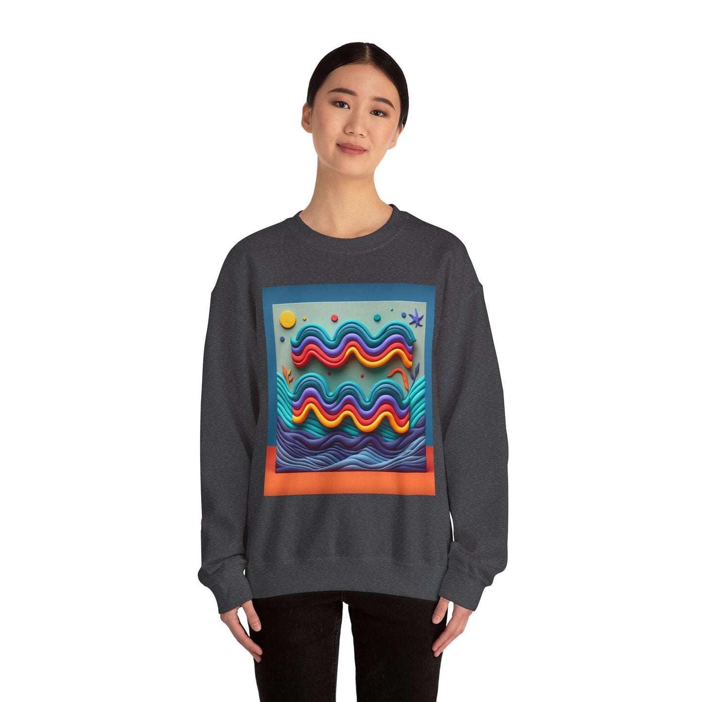 Unisex Heavy Blend™ Crewneck Sweatshirt, Water Painting, Aquarius Zodiac Design