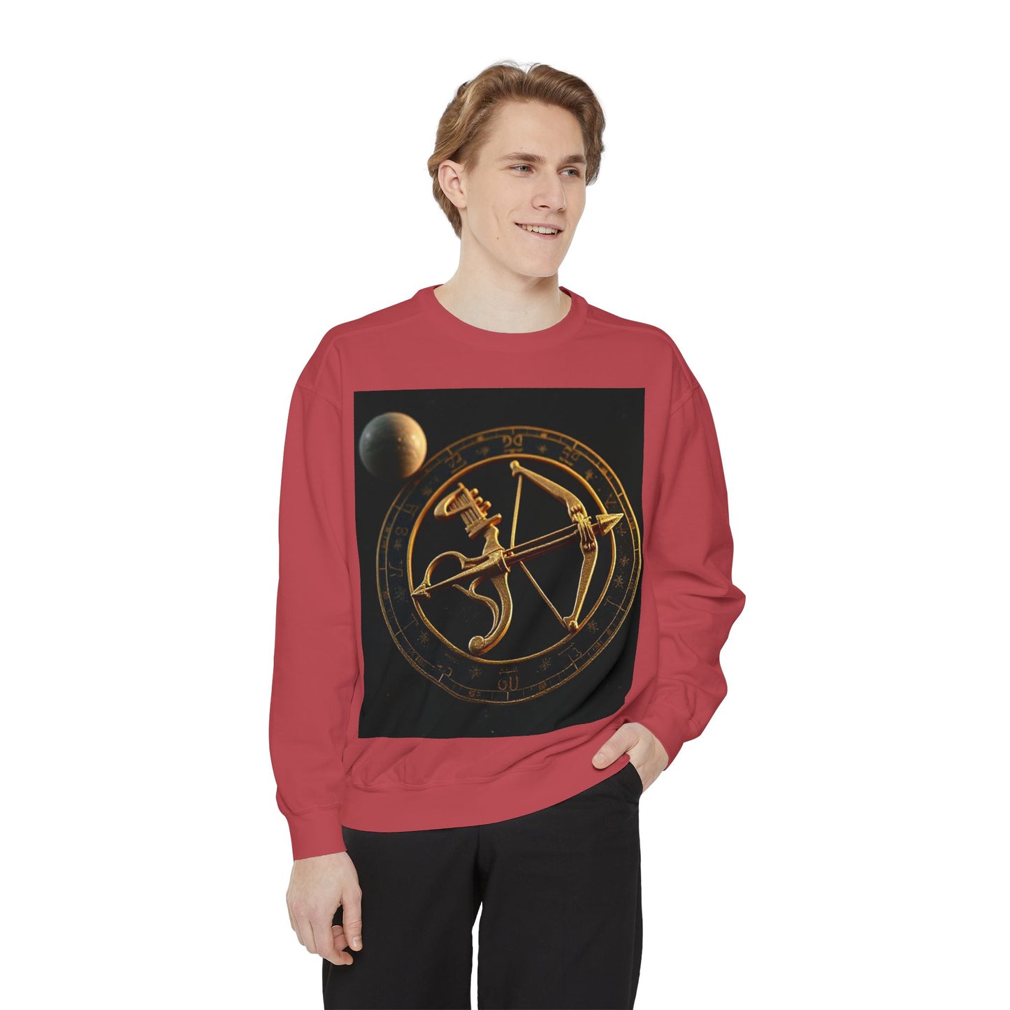 Garment-Dyed Sweatshirt, Unisex, Space Symbol Design, Sagittarius