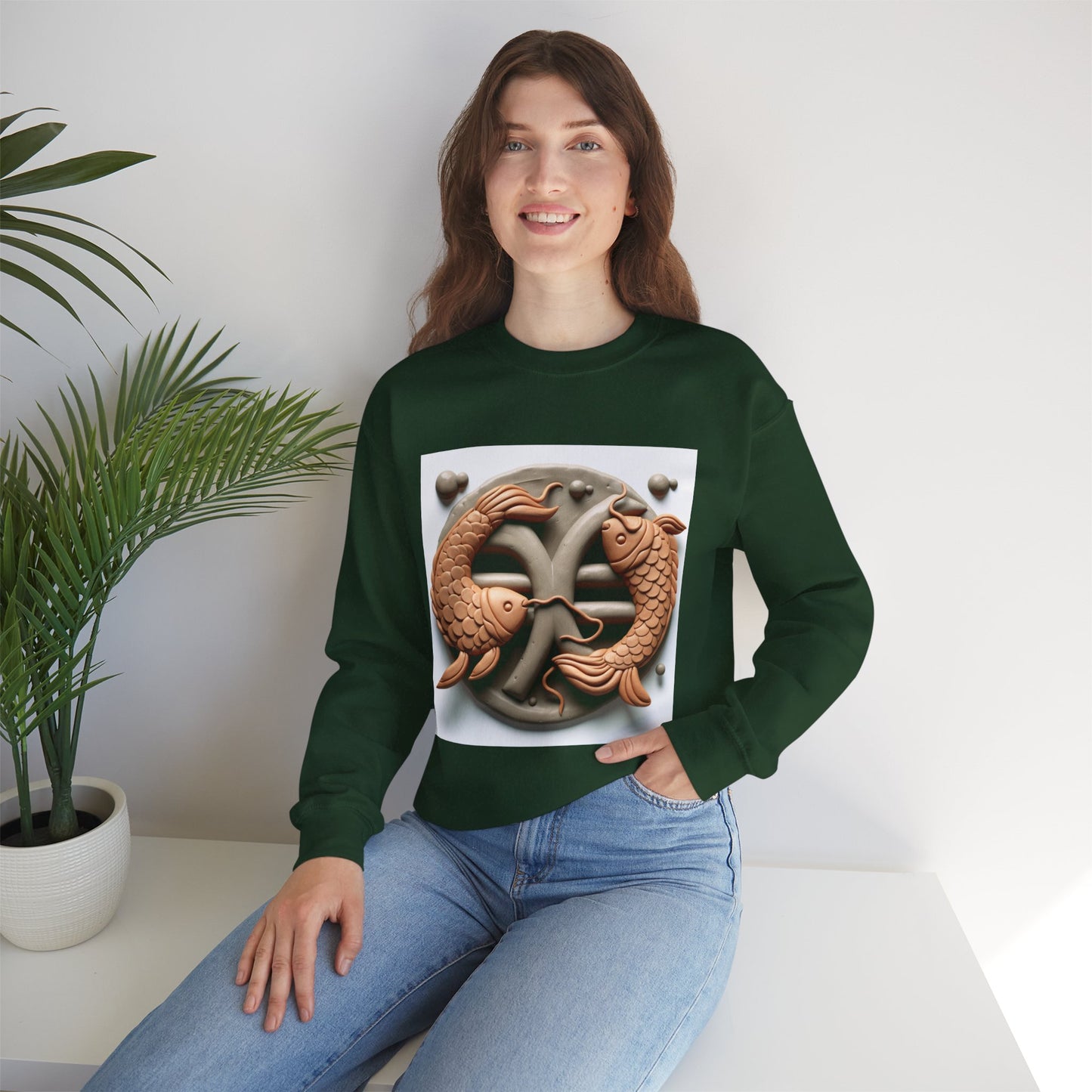 Unisex Heavy Blend™ Crewneck Sweatshirt,Two Fishes  Pisces Zodiac Design