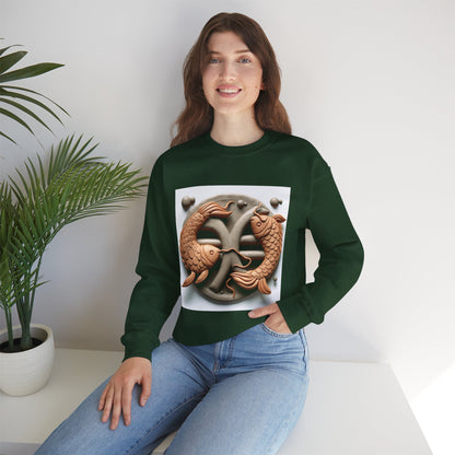 Unisex Heavy Blend™ Crewneck Sweatshirt,Two Fishes  Pisces Zodiac Design