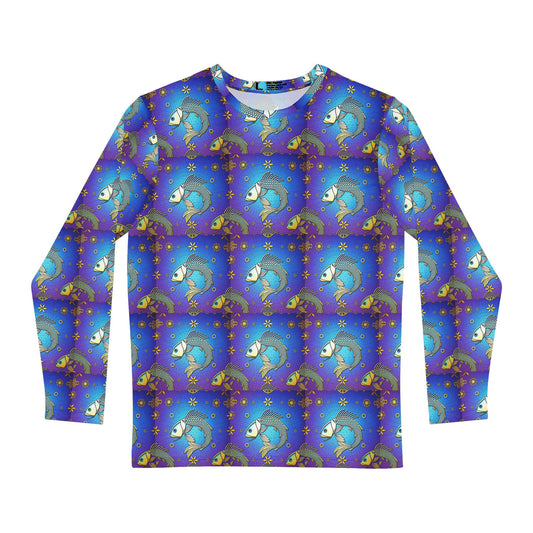 Men's Long Sleeve Shirt, (AOP), Pisces, Zodiac v2, Pattern