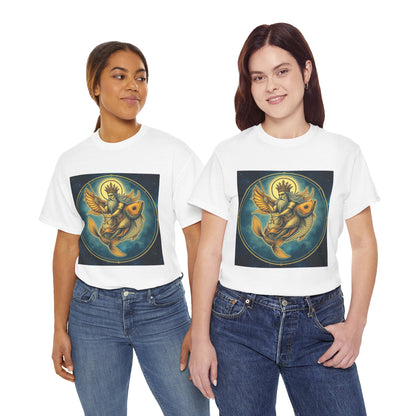 Unisex Heavy Cotton T-Shirt, Pisces King v1, Zodiac Design