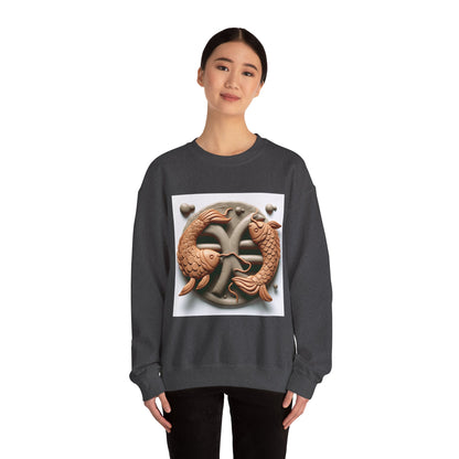Unisex Heavy Blend™ Crewneck Sweatshirt,Two Fishes  Pisces Zodiac Design