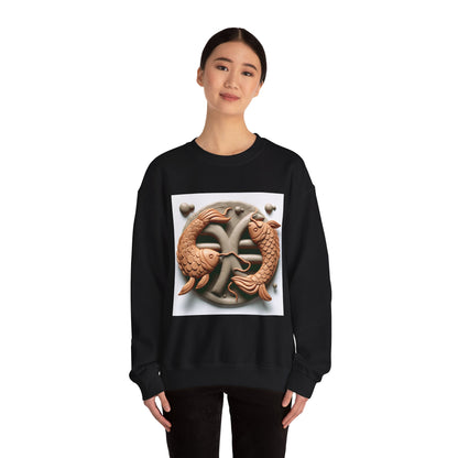 Unisex Heavy Blend™ Crewneck Sweatshirt,Two Fishes  Pisces Zodiac Design