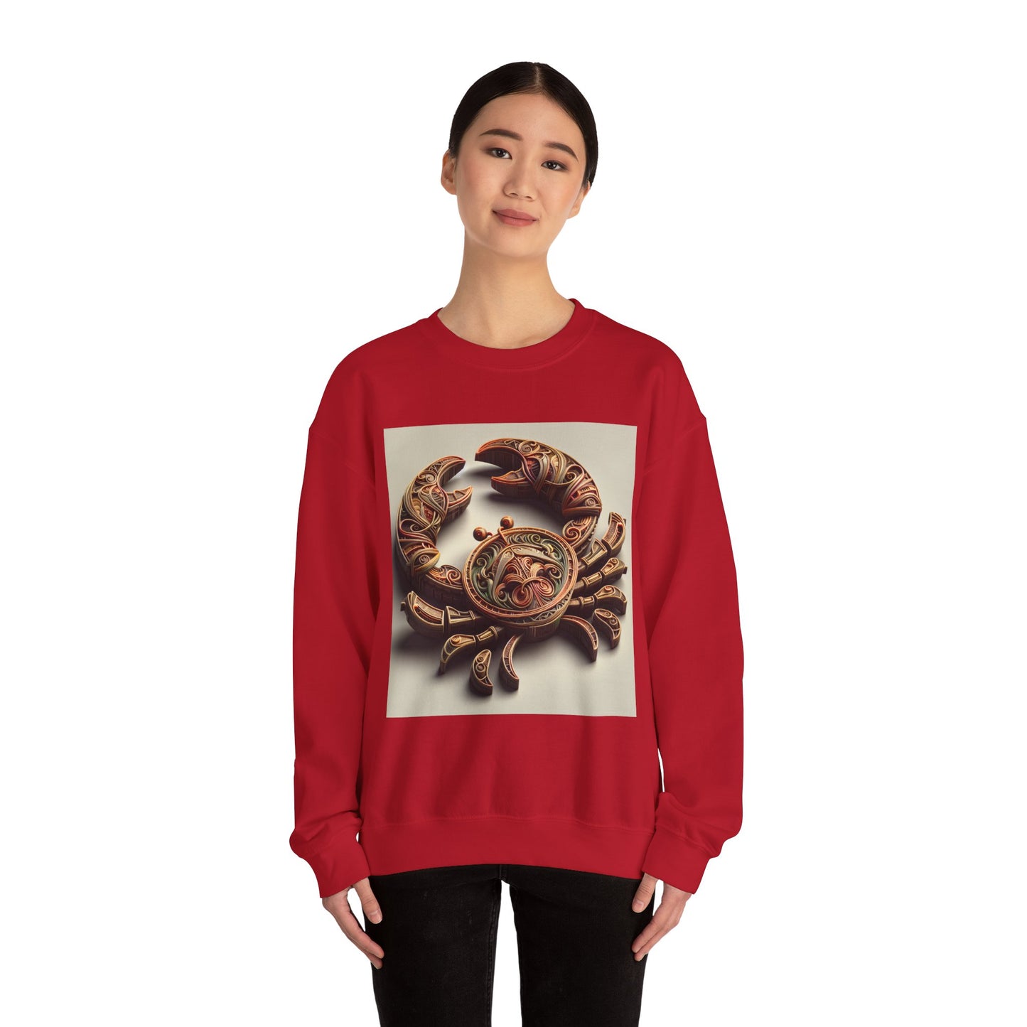 Unisex Heavy Blend™ Crewneck Sweatshirt, Crab Artifact, Cancer Zodiac Design