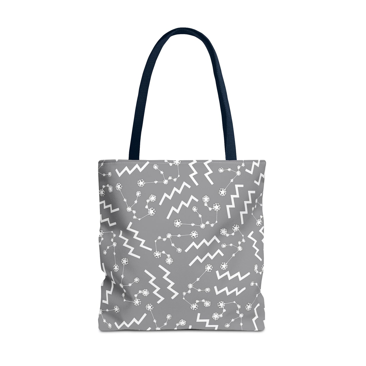 Tote Bag, Aquarius Zodiac Sign, AOP, (Grey, White)