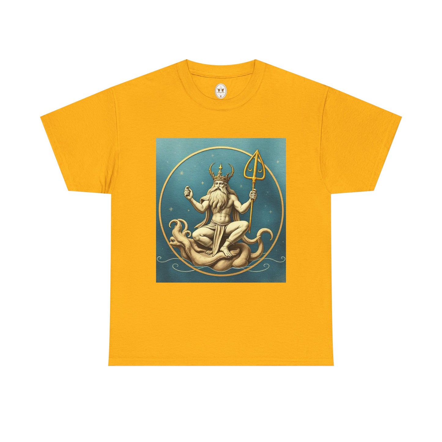 Unisex Heavy Cotton T-Shirt, Aquarius God 3v, Zodiac Design