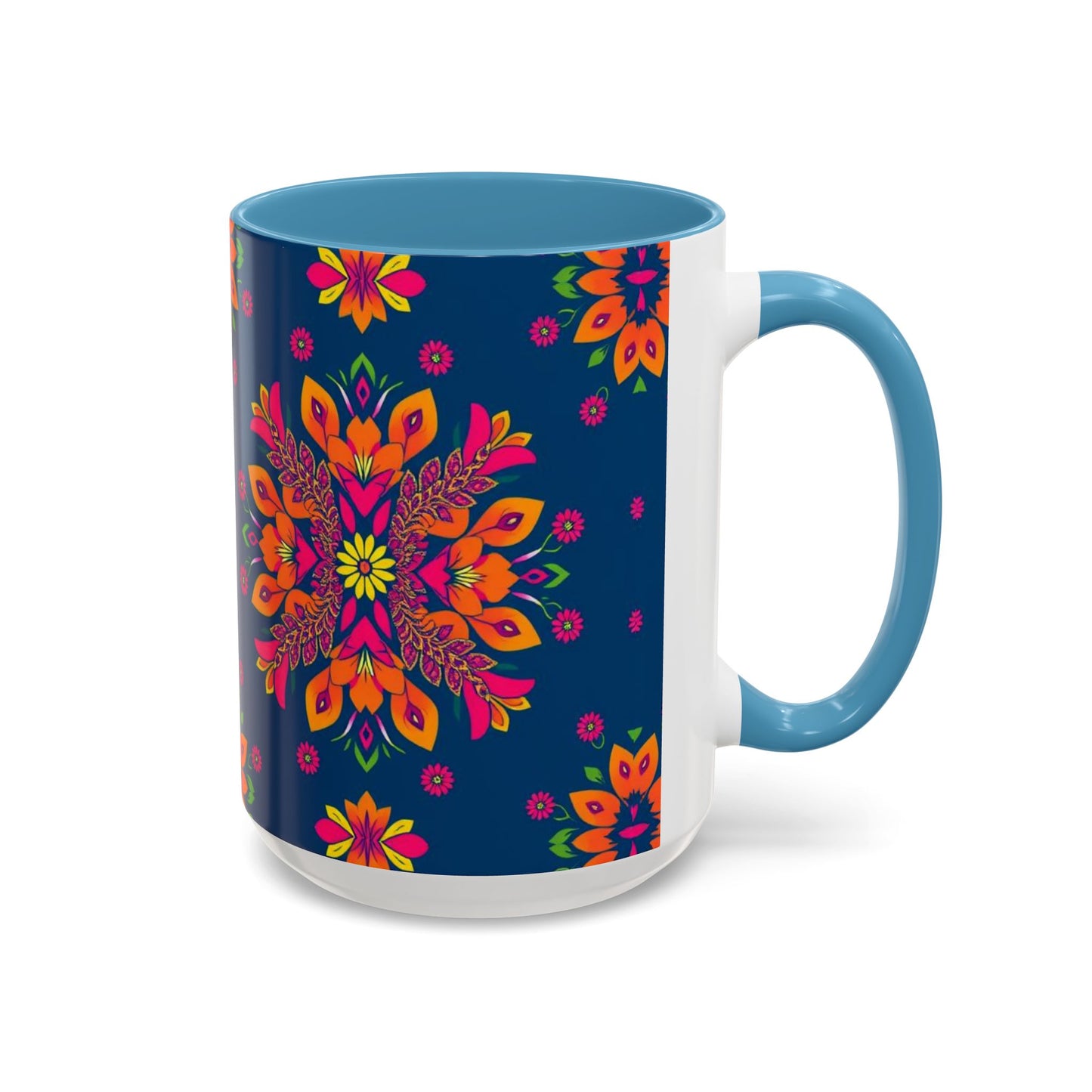 Accent Coffee Mug, Gemini, Zodiac v2, Flower Pattern, (11, 15oz)
