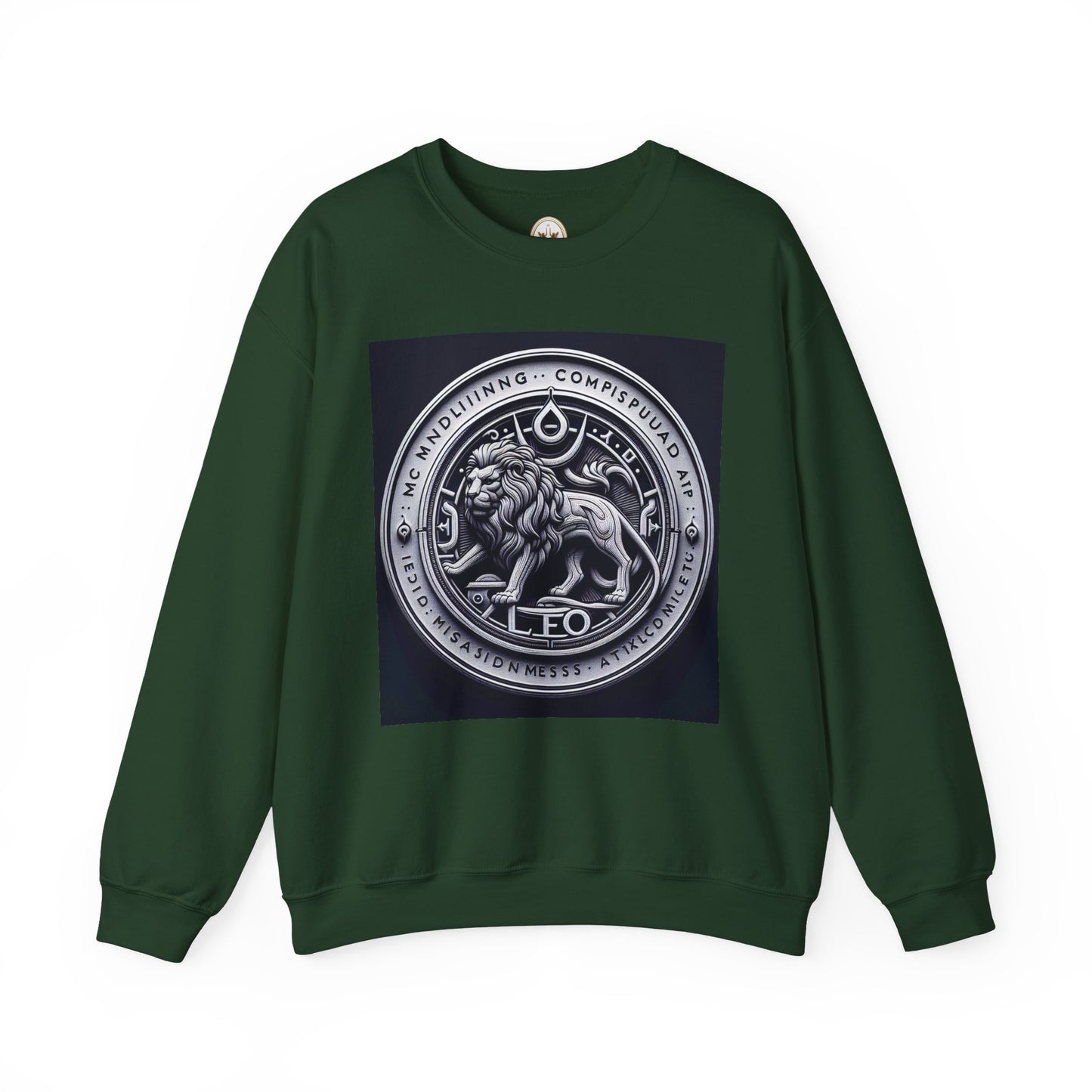 Unisex Heavy Blend™ Crewneck Sweatshirt, Lion Coin, Leo Zodiac Design