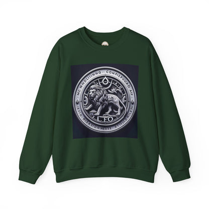 Unisex Heavy Blend™ Crewneck Sweatshirt, Lion Coin, Leo Zodiac Design