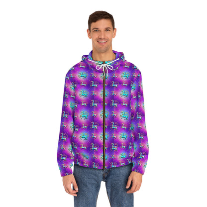 Full-Zip Hoodie (AOP), Aquarius, Zodiac, Pattern