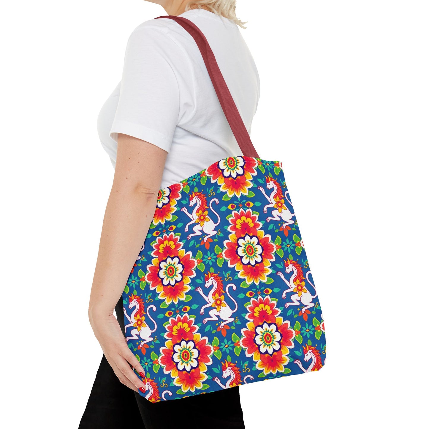 Tote Bag, (AOP), Virgo, Zodiac v2, Flower Pattern