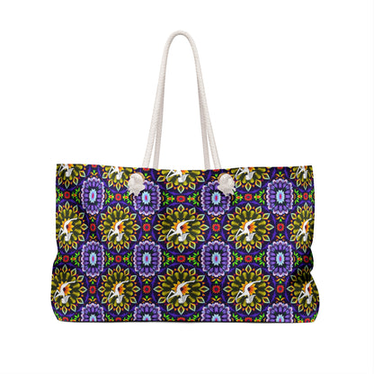 Weekender Bag, Sagittarius, Zodiac v1, Flower Pattern
