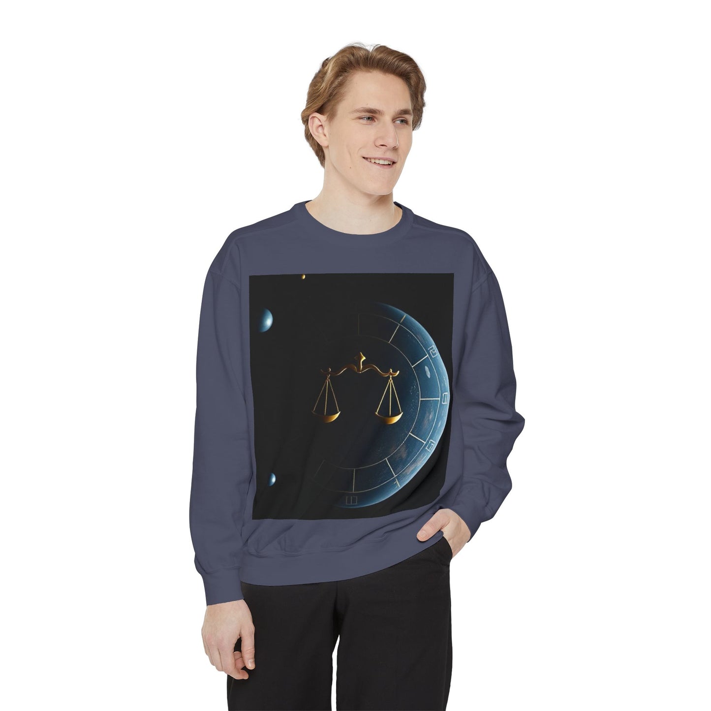 Garment-Dyed Sweatshirt, Unisex, Space Animal Design v1, Libra