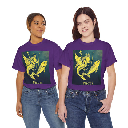 Unisex Heavy Cotton T-Shirt, Pisces Queen, Zodiac Design