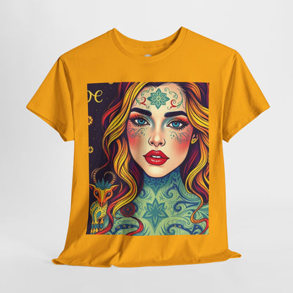 Unisex Heavy Cotton T-Shirt, Aquarius, Zodiac v2, Sexy Art