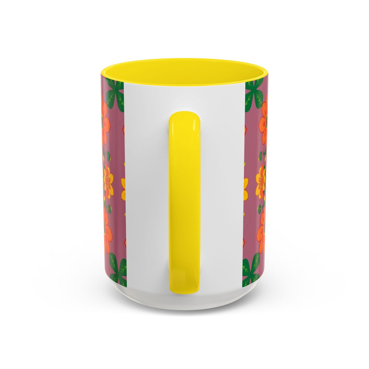 Accent Coffee Mug, Aries, Zodiac v1, Flower Pattern, (11, 15oz)