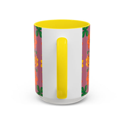 Accent Coffee Mug, Aries, Zodiac v1, Flower Pattern, (11, 15oz)