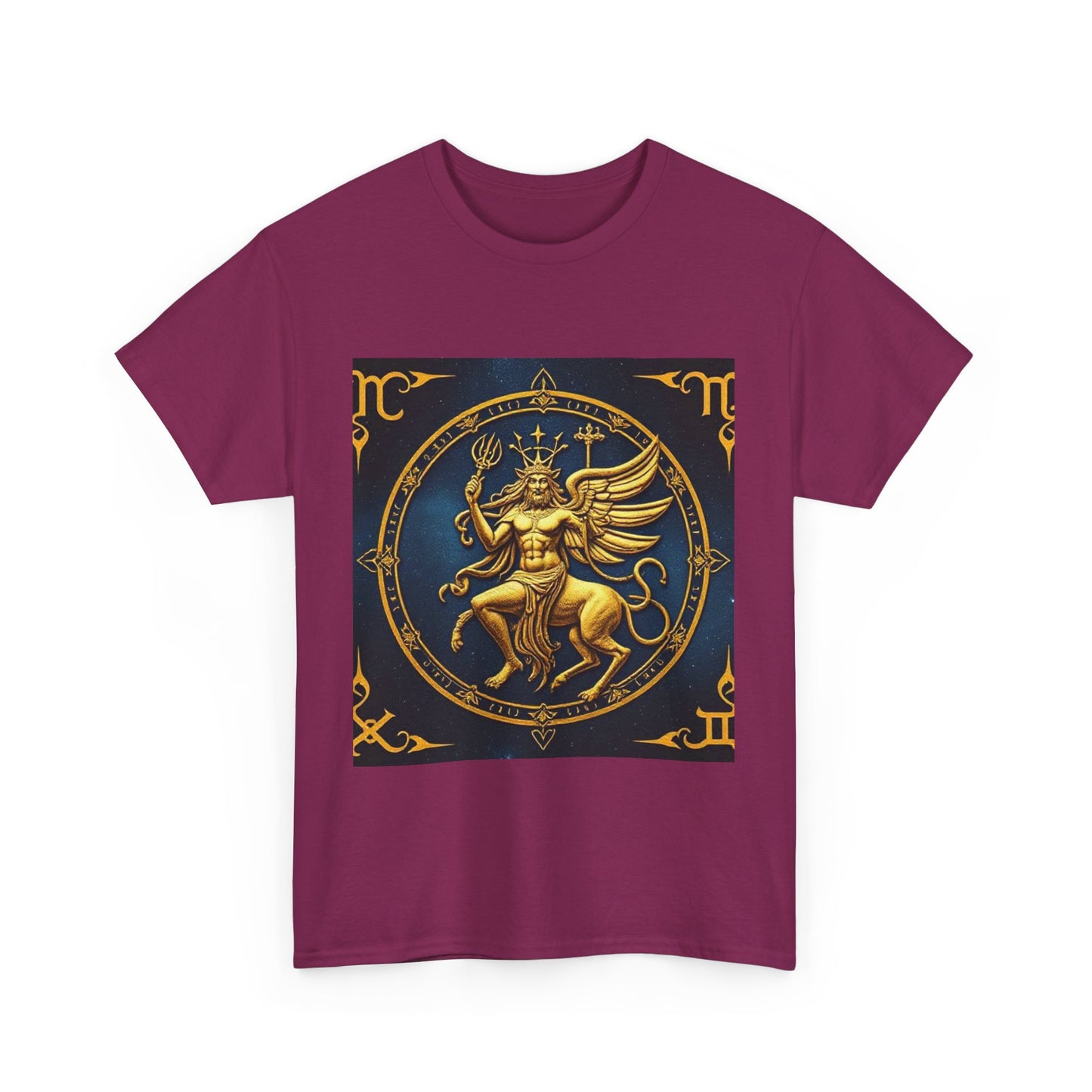 Unisex Heavy Cotton T-Shirt, Gold Angel, Symbol, Virgo Zodiac Design