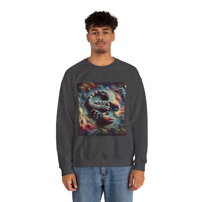 Unisex Heavy Blend™ Crewneck Sweatshirt, Trippy Mist Scorpion, Scorpio Zodiac Design