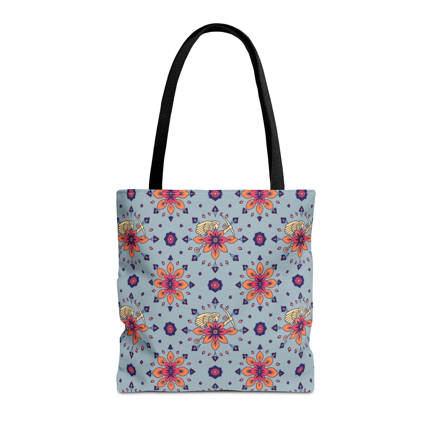 Tote Bag, (AOP), Sagittarius, Zodiac v1, Flower Pattern