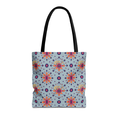 Tote Bag, (AOP), Sagittarius, Zodiac v1, Flower Pattern