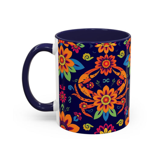 Accent Coffee Mug, Cancer, Zodiac, Flower Pattern, (11, 15oz)