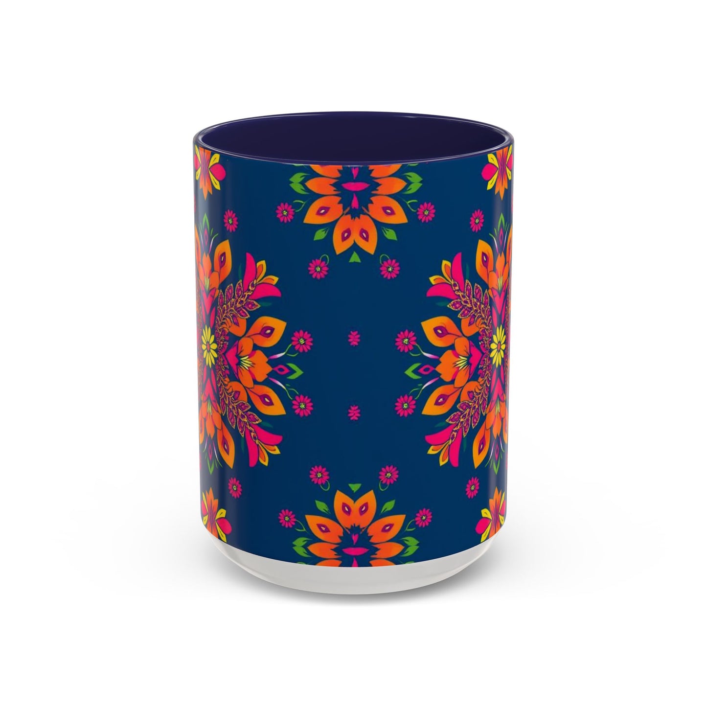 Accent Coffee Mug, Gemini, Zodiac v2, Flower Pattern, (11, 15oz)
