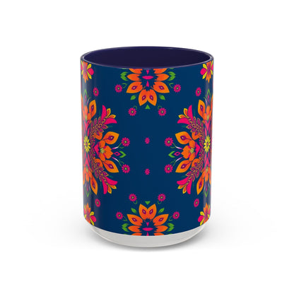 Accent Coffee Mug, Gemini, Zodiac v2, Flower Pattern, (11, 15oz)