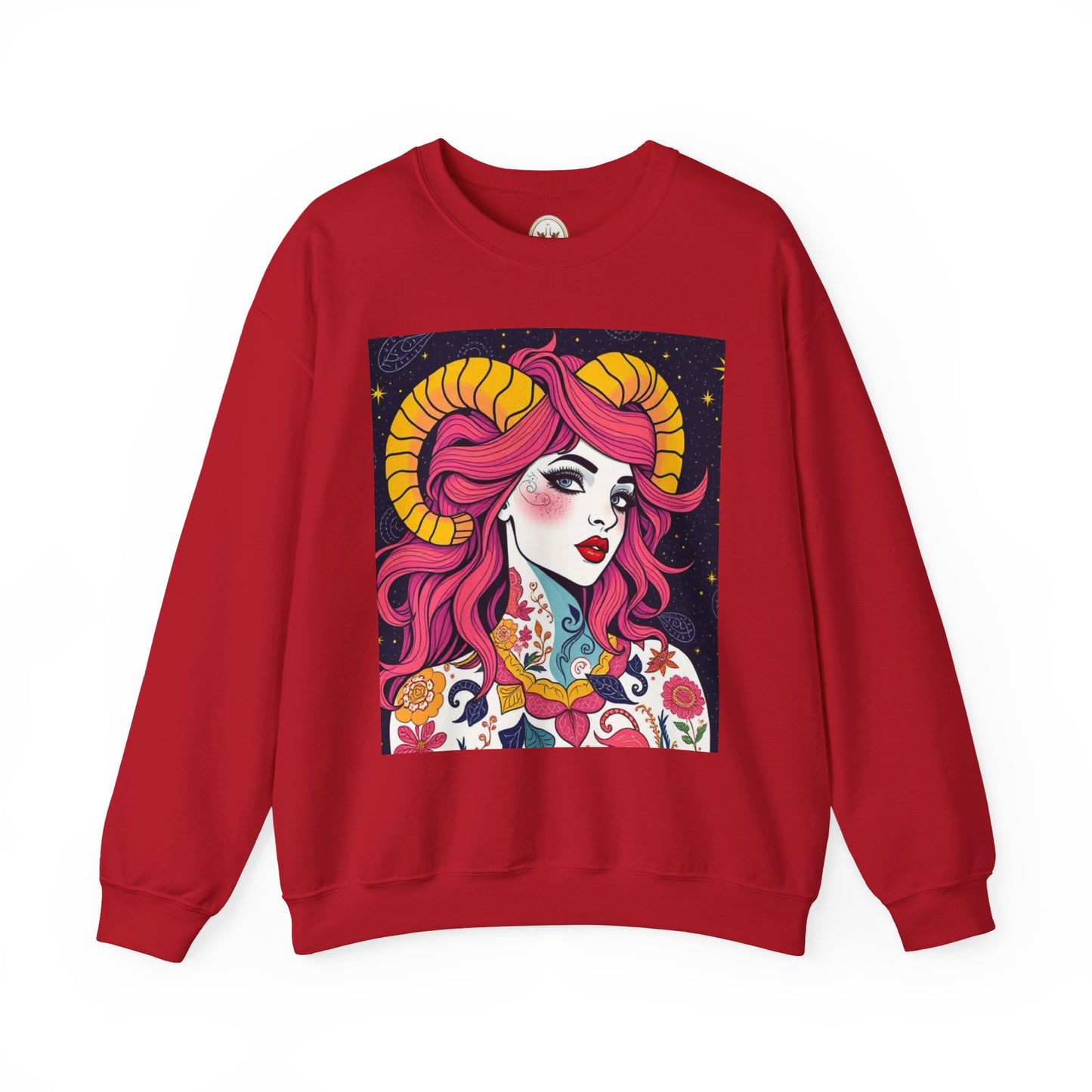 Unisex Heavy Blend™ Crewneck Sweatshirt, Aries, Zodiac, Sexy Pattern
