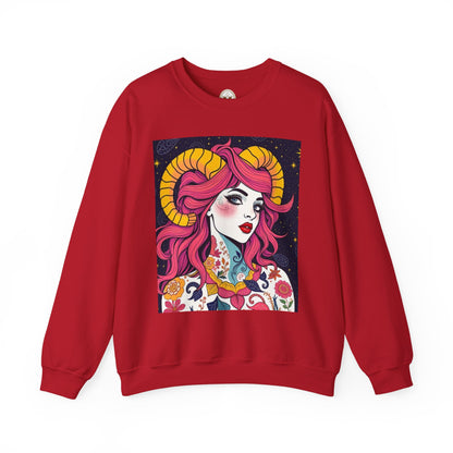 Unisex Heavy Blend™ Crewneck Sweatshirt, Aries, Zodiac, Sexy Pattern