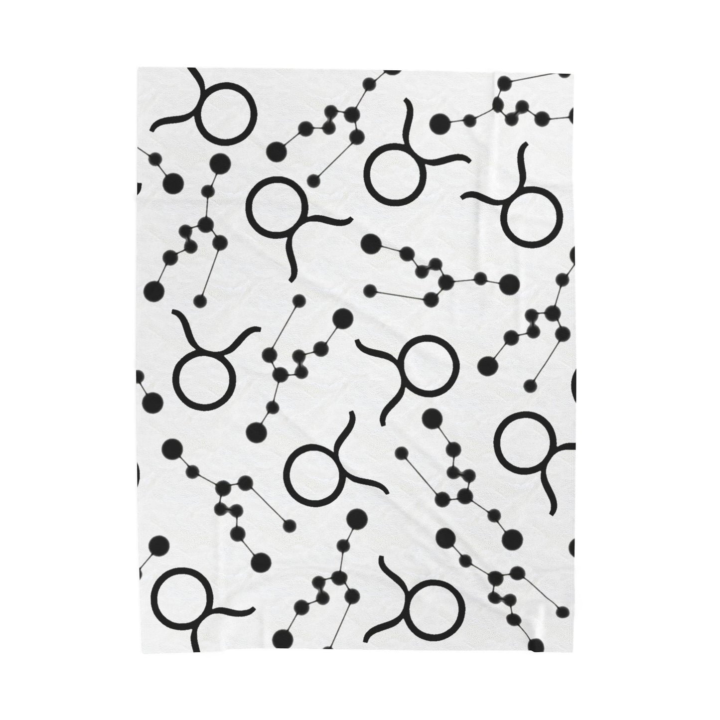 Velveteen Plush Blanket, Taurus Zodiac Sign, Constellation & Symbol, White, 100% polyester