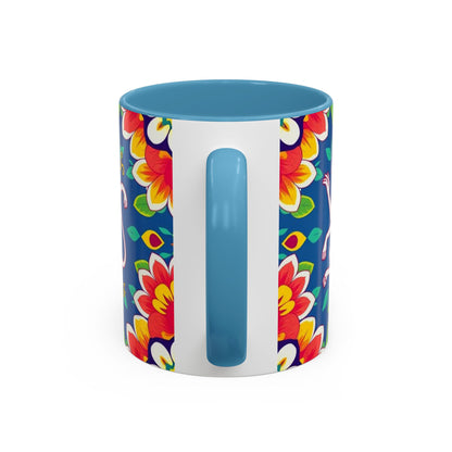 Accent Coffee Mug, Virgo, Zodiac v3. Flower Pattern, (11, 15oz)