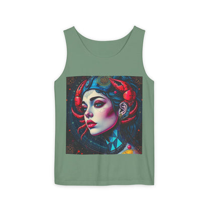 Unisex Garment-Dyed, Tank Top, Cancer, Pop Art v1, 100% US cotton