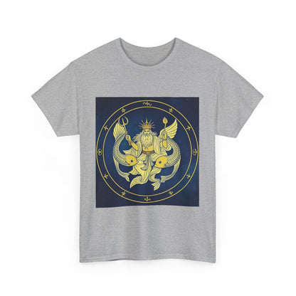 Unisex Heavy Cotton T-Shirt, King of Pisces, Zodiac Design