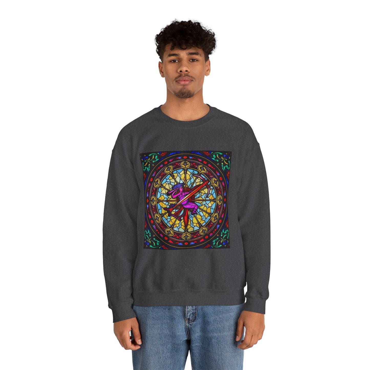 Unisex Heavy Blend™ Crewneck Sweatshirt, Glass 1, Sagittarius Zodiac Design