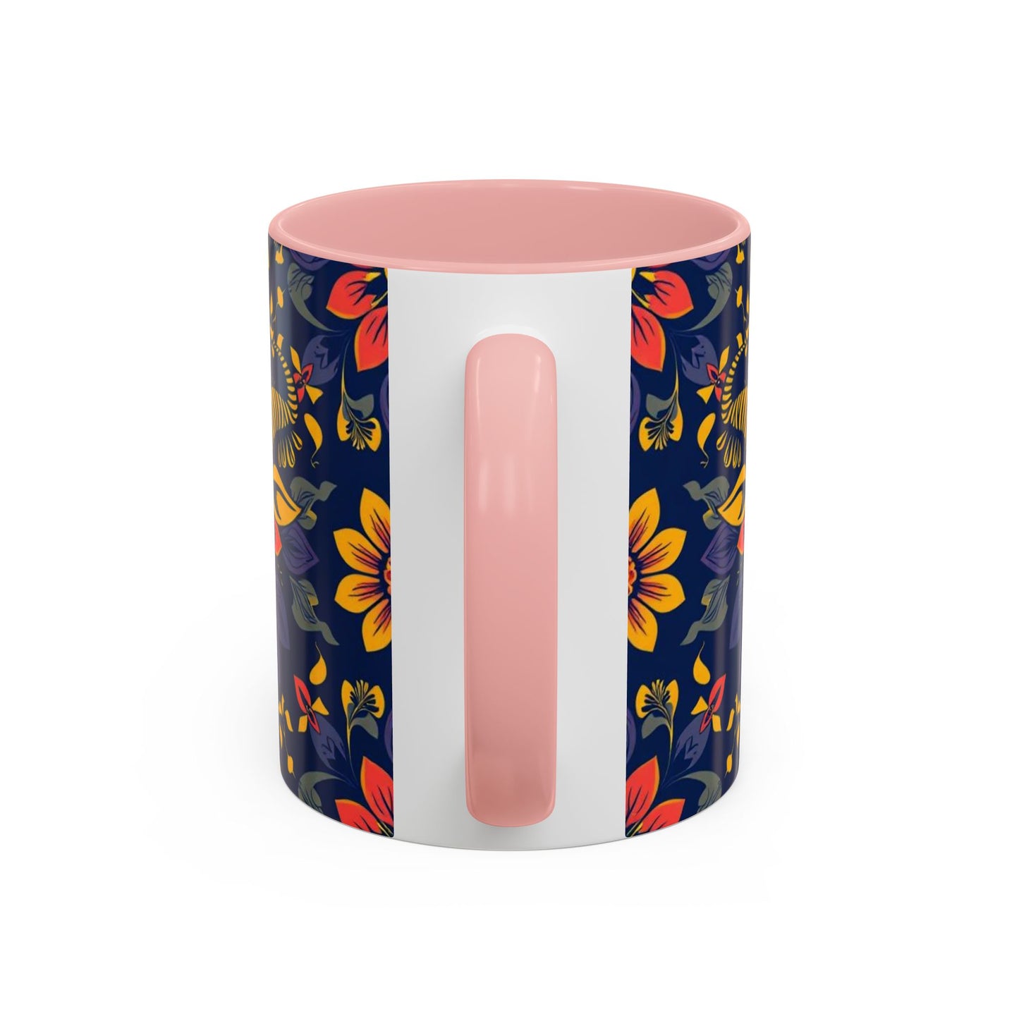 Accent Coffee Mug, Taurus, Zodiac v1. Flower Pattern, (11, 15oz)