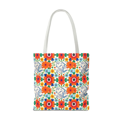 Tote Bag (AOP), Virgo, Zodiac v1, Flower Pattern