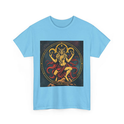 Unisex Heavy Cotton T-Shirt, Aries God 3v, Zodiac Design