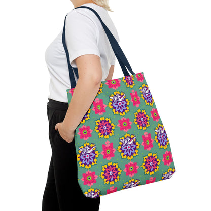 Tote Bag, (AOP), Sagittarius, Zodiac v4, Flower Pattern