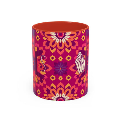 Accent Coffee Mug, Gemini, Zodiac v1, Flower Pattern, (11, 15oz)